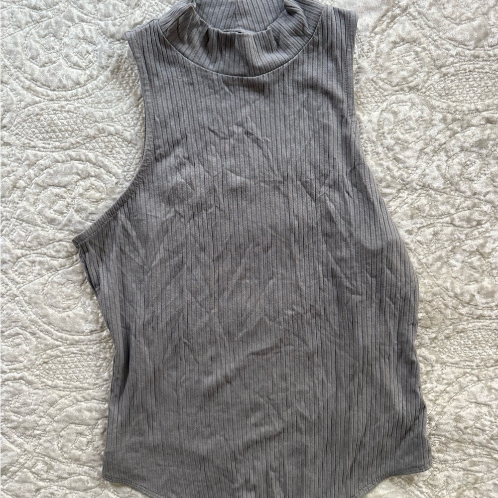 ASOS Light Gray Ribbed Bodysuit NEVER WORN